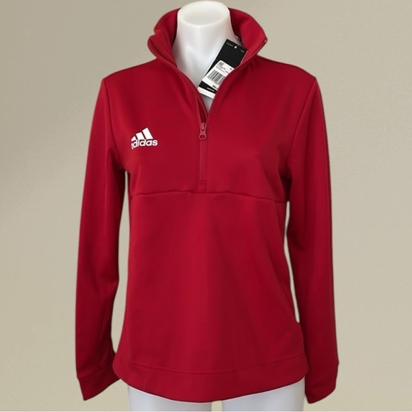 (NWT) Adidas Aeroready Women’s 1/4 Zip Pullover in Red, Small - Picture 1 of 17